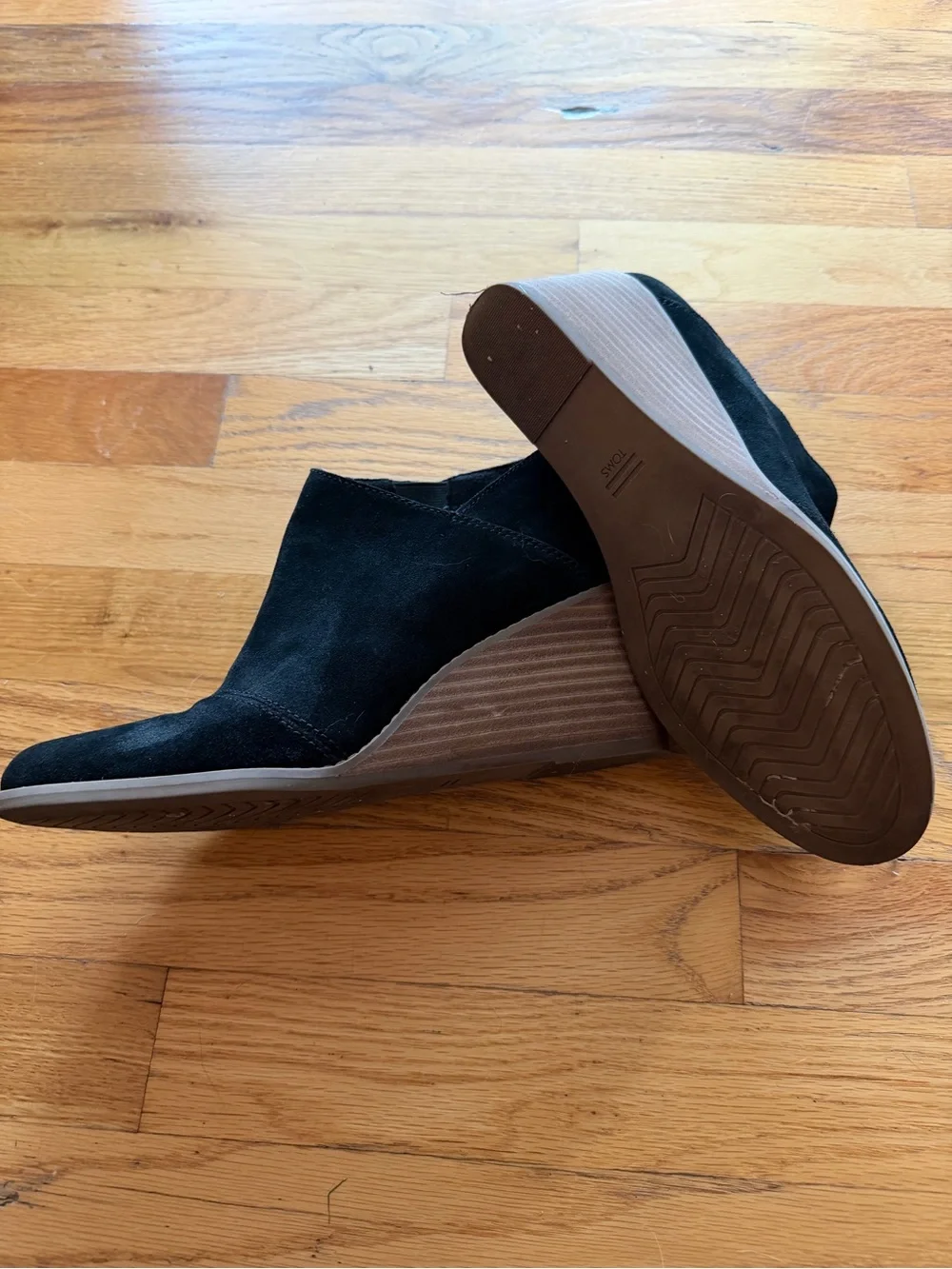 Toms Wear Good Black Suede Wedge Booties